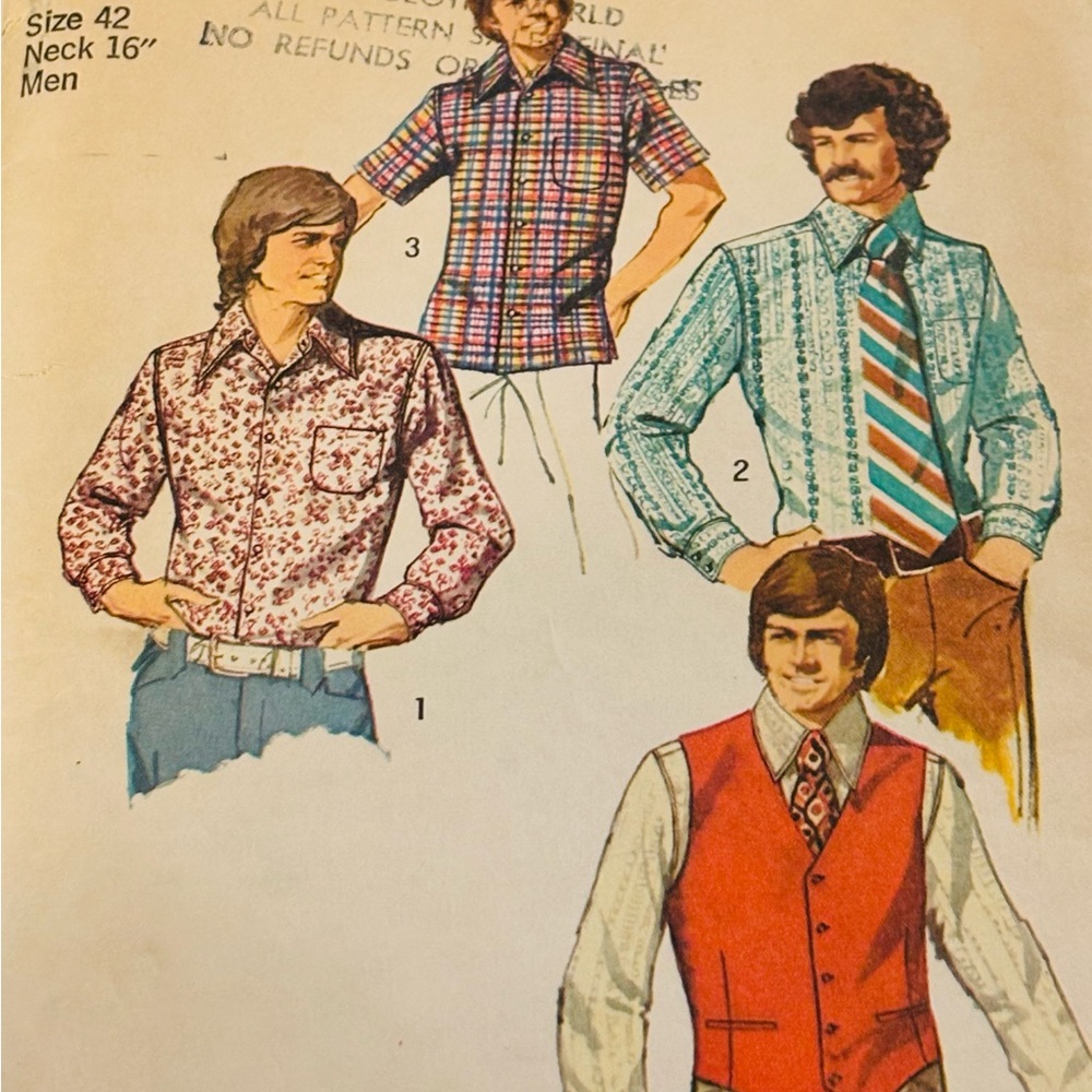 Vintage Simplicity 5047 Mens  Shirts  Size 42 Pre Owned